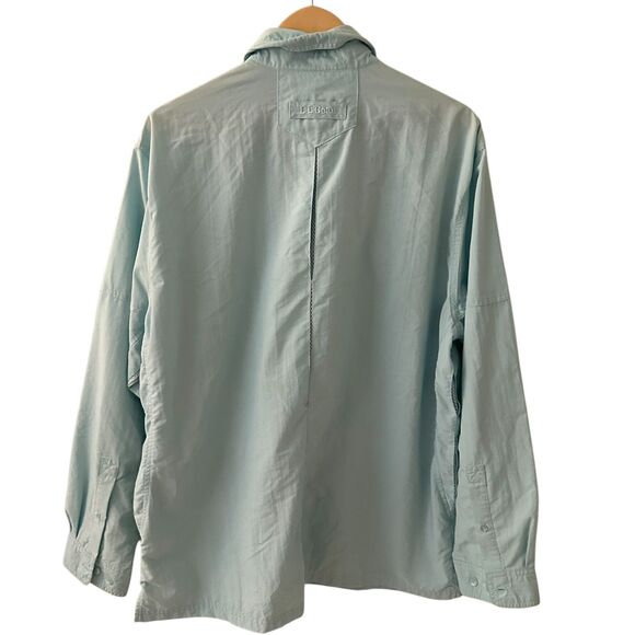 L.L. Bean Men's Light Green Insect Shield Button Up Fishing Hiking Shirt Size L - Picture 2 of 9